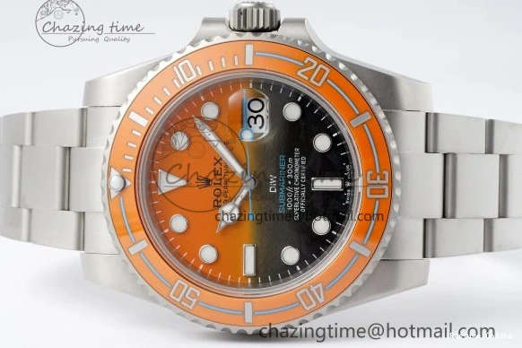 0411 Bold Submariner DIW Sandblasted VSF 1:1 Best Edition Orange Ceramic Bezel Orange Black Dial on SS Bracelet VS 2053